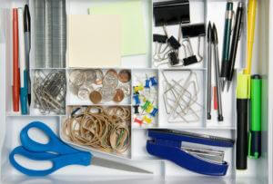 Organized supply drawer declutter